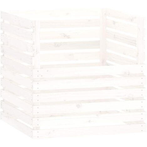 Composteur Blanc 80x80x78 cm Bois massif de pin CFW126748