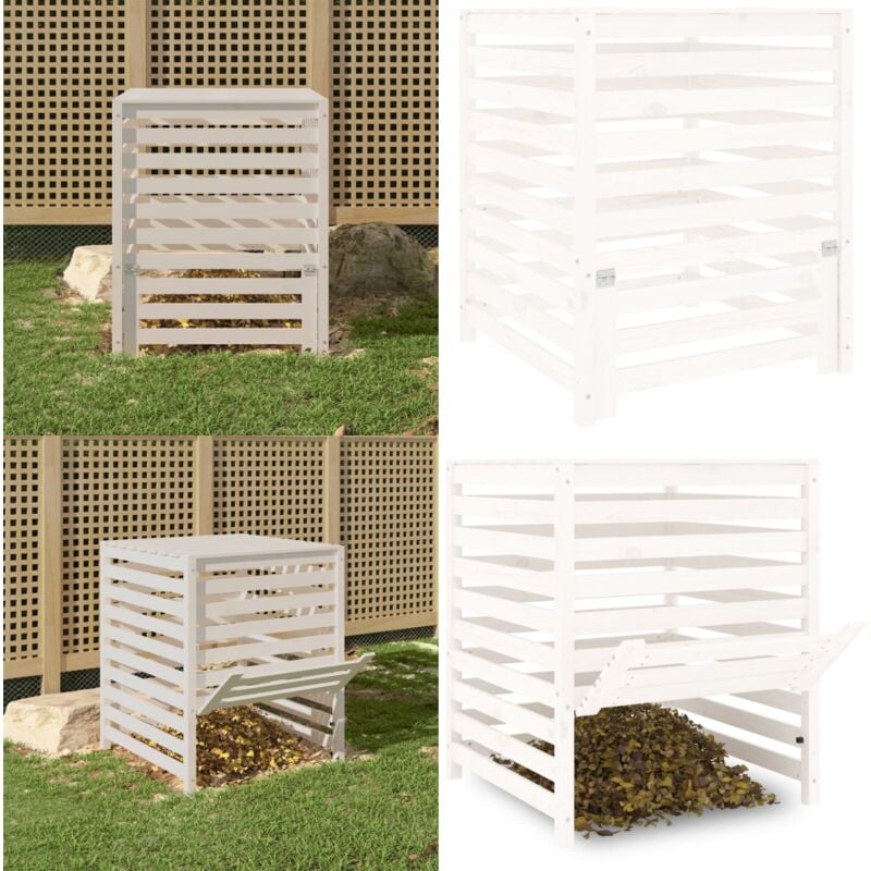 Vidaxl - Composteur Blanc 82,5x82,5x99,5 cm Bois massif de pin - composteur - composteurs - Home & Living - Blanc