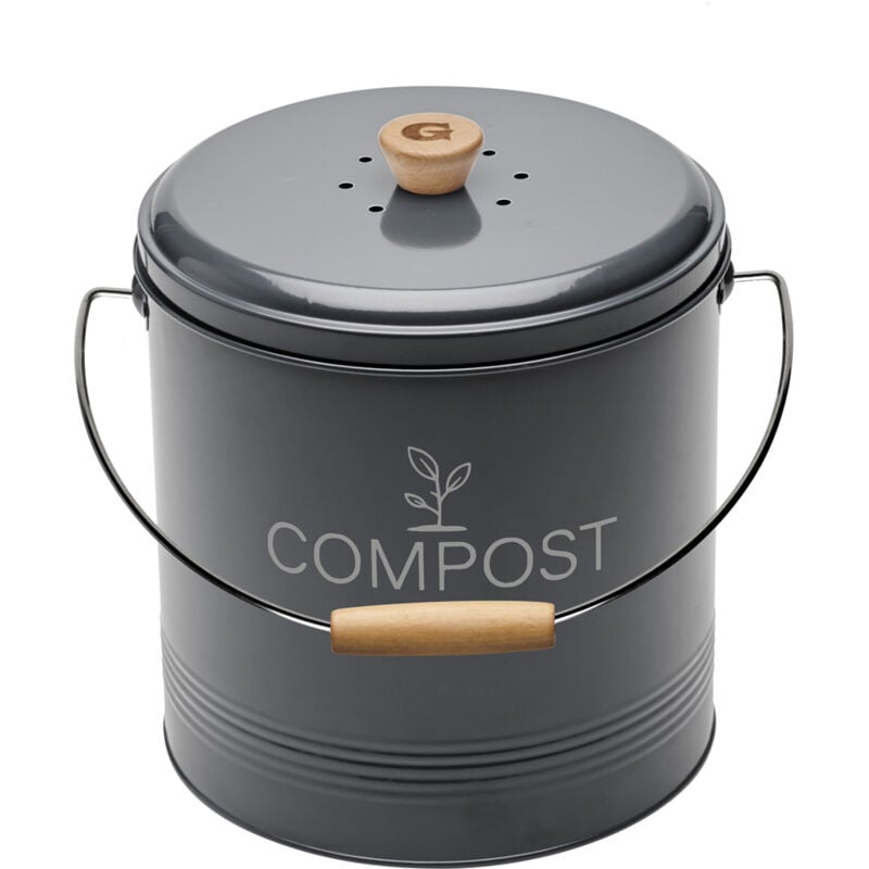 Composteur de cuisine en métal avec filtre et seau en platique 8 litres