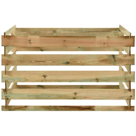 Composteur de jardin à lattes 120x120x70cm Bois de pin imprégné CFW348588