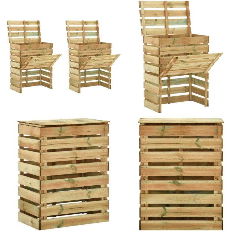 Vidaxl - Composteur de jardin à lattes 2 pcs 80x50x100 cm Pin imprégné - composteurs - composteurs - Home & Living - Brun
