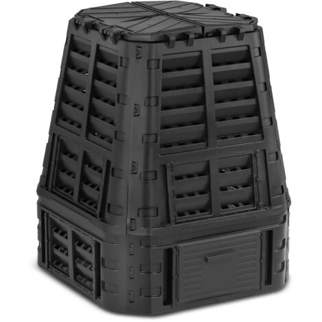Composteur De Jardin Bac De Compostage Rapide D'Extérieur Plastique Noir 740 L - Noir