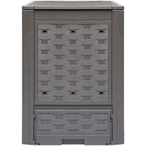 Composteur de jardin Marron 60x60x83 cm 300 L Plastique rotin CFW580264