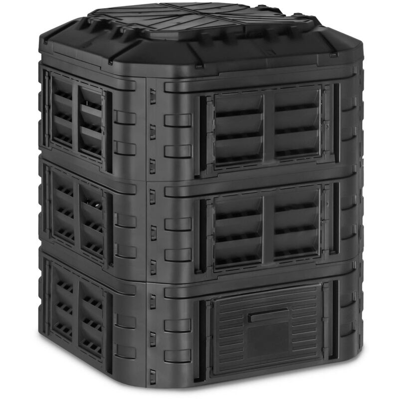 Composteur De Jardin Modulaire Bac De Compostage Rapide D'Extérieur Noir 860 l