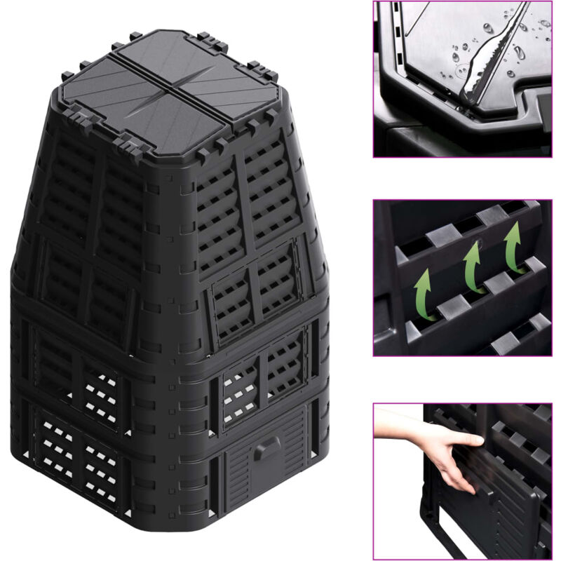 Vidaxl - Composteur de jardin Noir 93,3x93,3x146 cm 1000 l