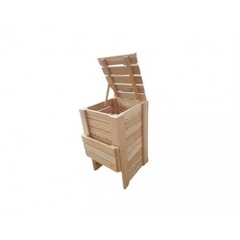 Composteur en bois de Douglas 200 L – Résistant aux intempéries – Dimensions 55 x 60 x 93 cm – Accès facile par trappes