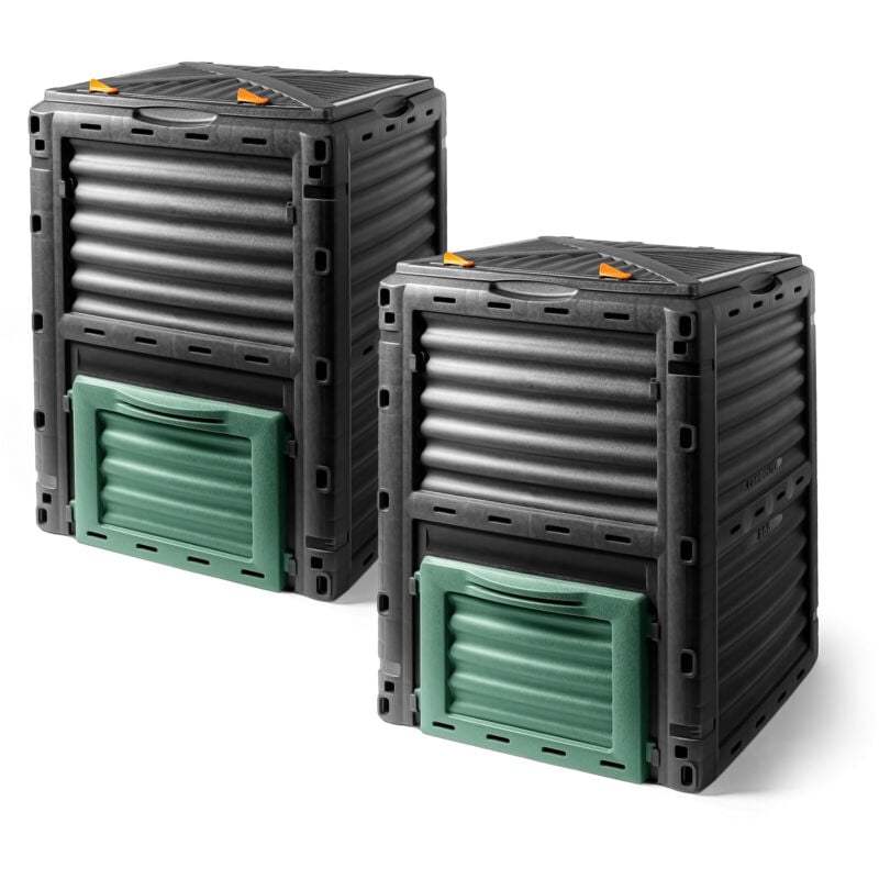 Lot de 2 composteurs de jardin robustes et résistants aux intempéries, de couleur noire, d'environ 83 x 61 x 61 cm, avec une capacité d'environ 300