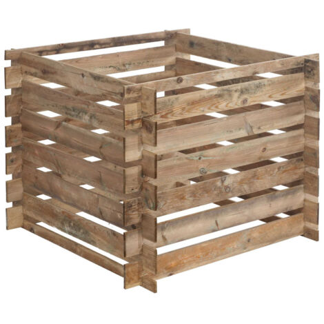 Cerland – Composteur en bois traité 480L – Dimensions 100 x 100 x 71 cm – Pin du nord traité autoclave classe 3 – Résistant aux intempéries