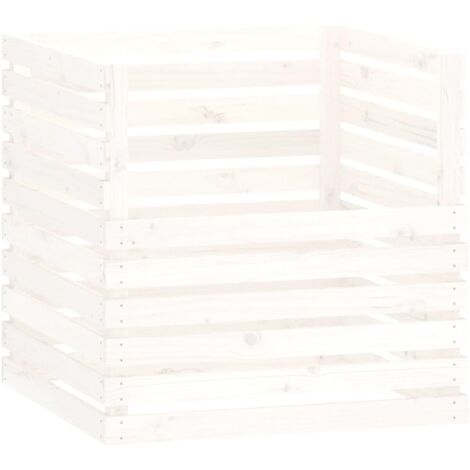 Composteur vidaXL blanc 80x80x78 cm en pin massif - AquaForge