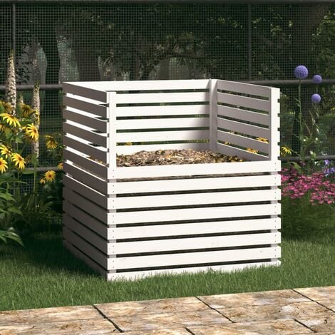 Compostiera da giardino a doghe 90x90x90 cm in legno di pino impregnato