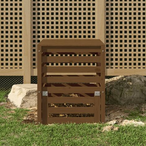   Compostiera Nera 82,5x82,5x99,5 cm in Legno Massello di Pino