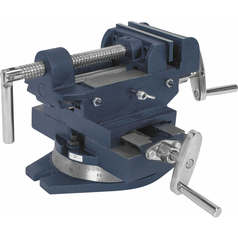 Loops - Compound Cross Vice - 100mm Steel Jaws - Swivel Base - Drilling & Milling Vice