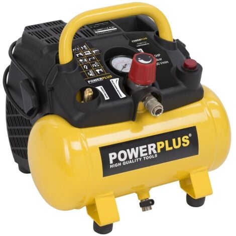 POWERPLUS Compresor sin aceite 1100W 6L. 8 Bar.