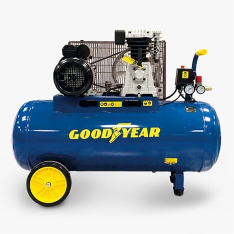 Compresor de aire 100 l. 412 litros/minuto Capacidad de Aspiración. 1050 rpm. 10 bares. Válvula de Seguridad CE. Uso Intensivo Profesional - Goodyear