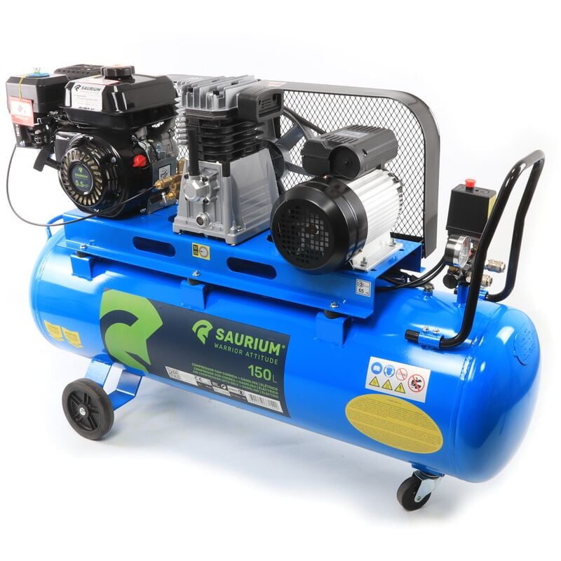 

Compresor de Aire, Gasolina Eléctrico, 150L, 5.5HP - SAURIUM®