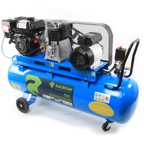 Compresor de Aire 150L Gasolina + Eléctrico - SAURIUM®
