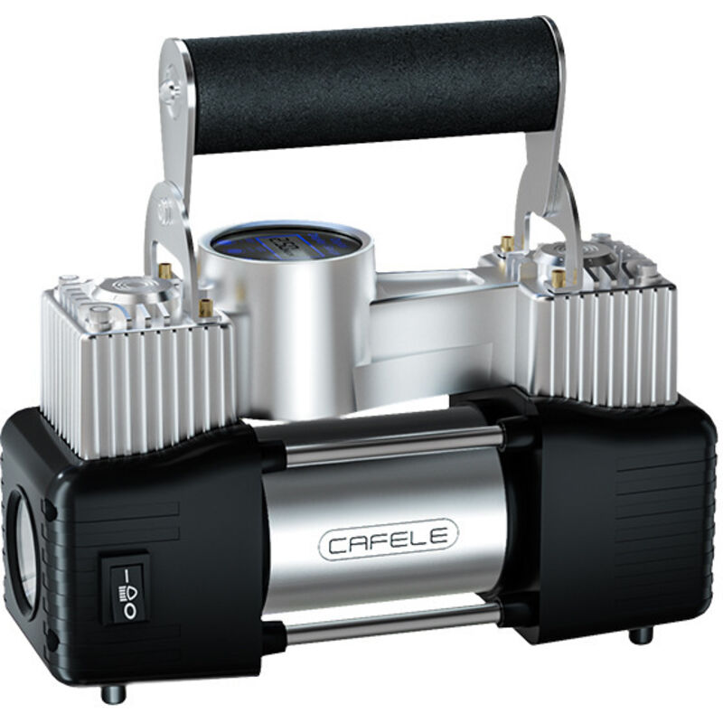 Compresor de aire Goodyear de 12 V con manómetro para coche, moto, bicicleta y equipo deportivo, con 6 accesorios incluidos, enchufe para encendedor