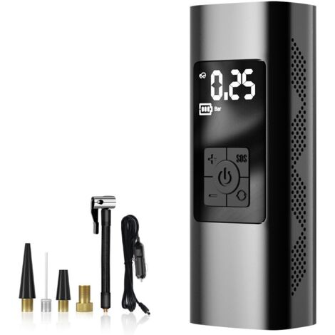 Compresor de aire portátil, bomba de aire recargable de 150 PSI para neumáticos de coche, inflador digital inalámbrico portátil para coche/bomba de aire con cable
