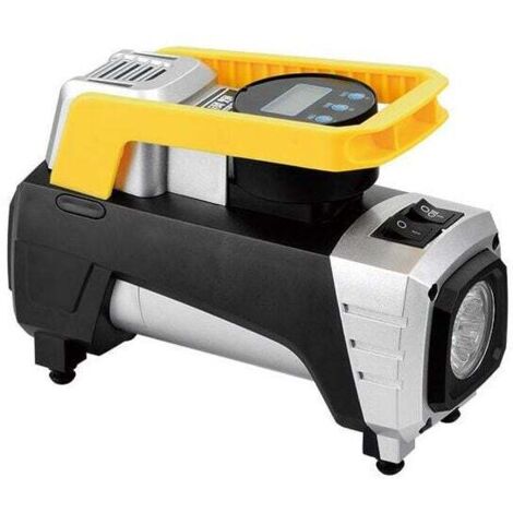 Compresor de aire portátil de 12 V, inflador de neumáticos digital automático con luz LED, 3 adaptadores de boquilla, cable de 3 m