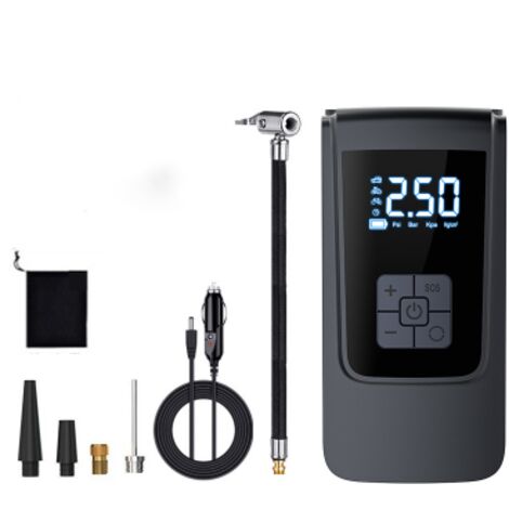 Compresor de aire portátil, inflador de neumáticos para coche, con pantalla digital y luz LED, bomba de aire eléctrica de 150 PSI con función de desinflado, bomba portátil para coche, motocicleta y bi