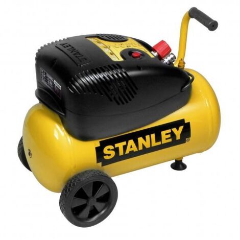 Compresor de aire sin aceite 24L Stanley 2HP 8 bar, 222 l/min, diseño horizontal, ideal para talleres y bricolaje, incluye kit de 4 piezas, color amarillo