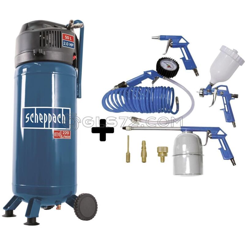 

COMPRESOR DE AIRE VERTICAL TANQUE 50 L HC51V + SET 8 ACCESORIOS - Scheppach