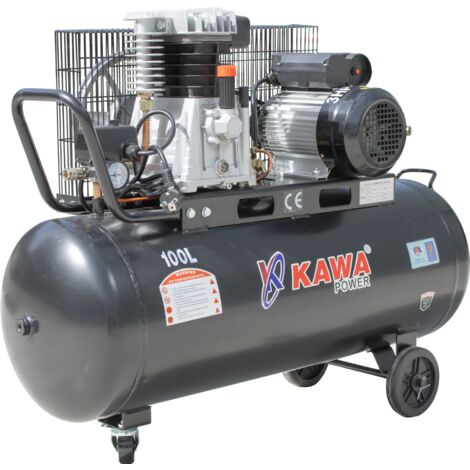 Compresor De Correas , Con Motor Eléctrico de 2200W , 8 BAR , Capacidad De 100L - Kawapower