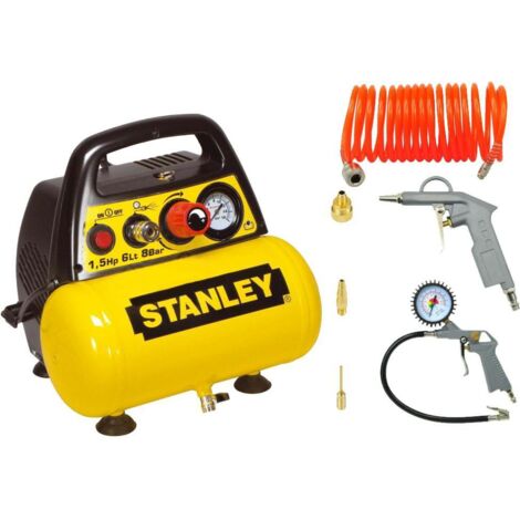 COMPRESOR SIN ACEITE STANLEY 6L + KIT NEUM脕TICO