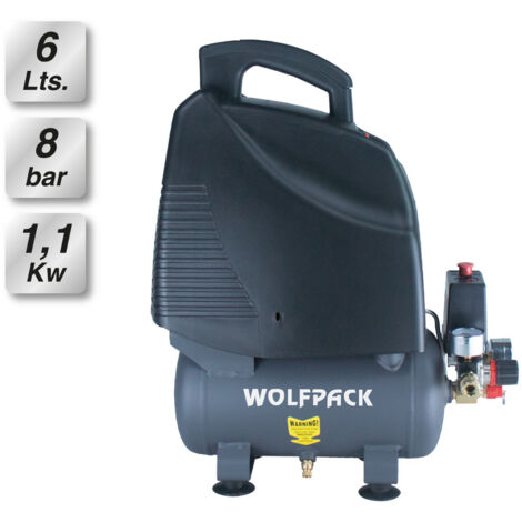 Compresor Wolfpack 6 Litros 1,5 HP Sin Aceite