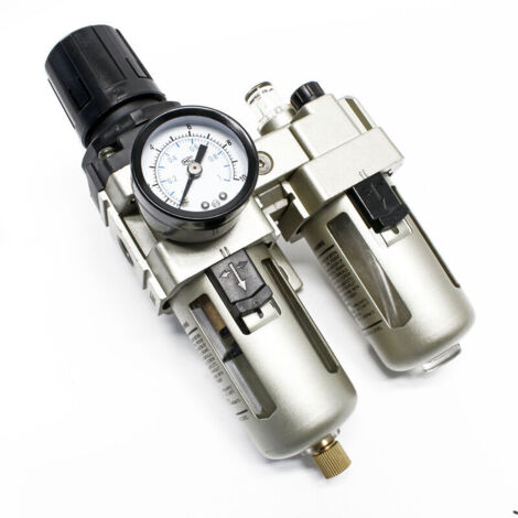 Compressed Air Treatment Set 12.91mm Filter Regulator Water Separator Lubricator 1/2 AC4010-04D