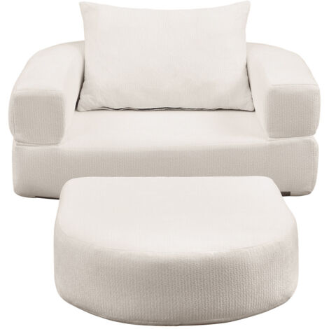 Compressed Convertible Folding Sofa Bed - Sleeper Chair with Pillow, Modern Fabric Floor & Futon Couch, Foldable Mattress for Living Room/Dorm/Guest Use/Home Office/Apartment.
