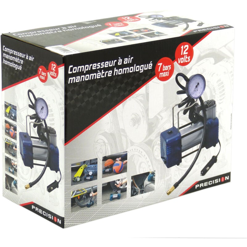 Compresseur avec manometre homologue 12V 7 bars