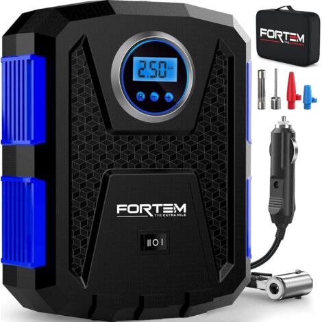 Compresseur 12V Portatif, Gonfleur Pneus Voiture & Vélo, Jauge Numérique Auto Stop, Lumière LED, Pompe Air Rapide pour Garage & Urgences