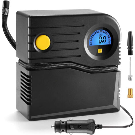 Compresseur à air - 12 V - Affichage numérique - Manomètre intégré - Adaptateurs valves inclus - Pour pneus voiture vélo moto - Longueur câble 3 m - Bleu
