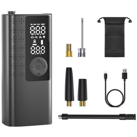 Compresseur À Air Portable - Pompe À Air Sans Fil Pour Pneus Voiture Moto Vélo Avec Manomètre Numérique LED Et Arrêt Automatique - 120 PSI - 2000 mAh ×1