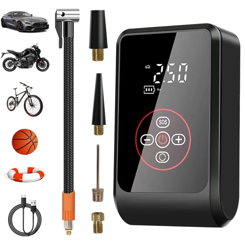 Beijiyi - Compresseur à Air Portatif, 4000mAh Gonfleur Pneus Voiture sans Fil, 150PSI Mini Pompe a Velo Electrique avec Lumière led Affichage