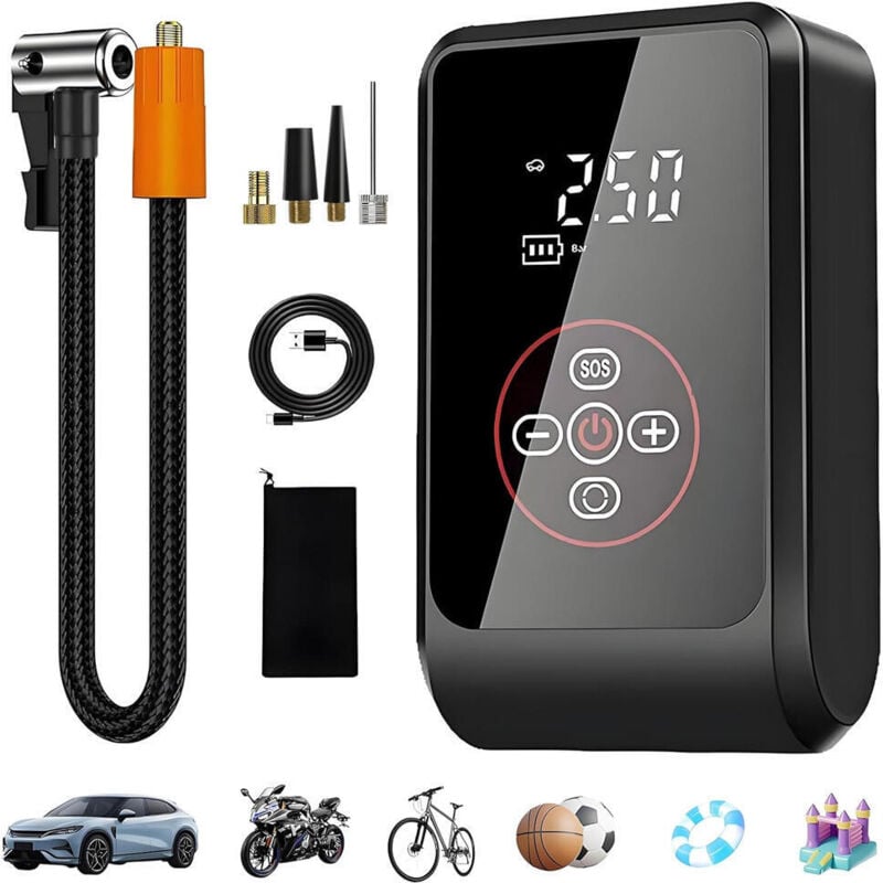 Sinbinta - Compresseur à Air Portatif, 4000mAh Gonfleur Pneus Voiture sans Fil, 150PSI Mini Pompe avec led Affichage Numérique 4 Modes Electrique