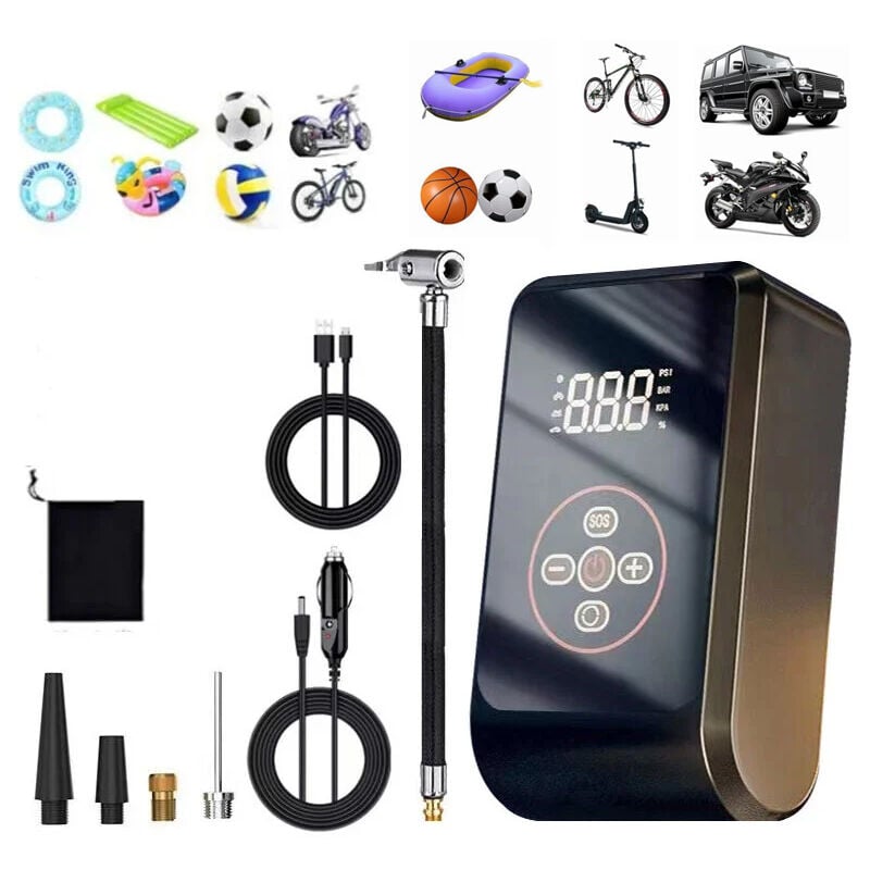 Longziming - Gonfleur Pneus Voiture 150 psi, 4000 mAh Compresseur à Air Portatif, Pompe a Velo Electrique Rechargeable usb-c avec Lumière led