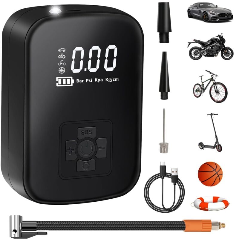 Beijiyi - Compresseur à Air Portatif, 4000mAh Mini Pompe à Air Électrique 150PSI Pompe a Velo Electrique avec Écran lcd Numérique 4 Modes Gonfleur