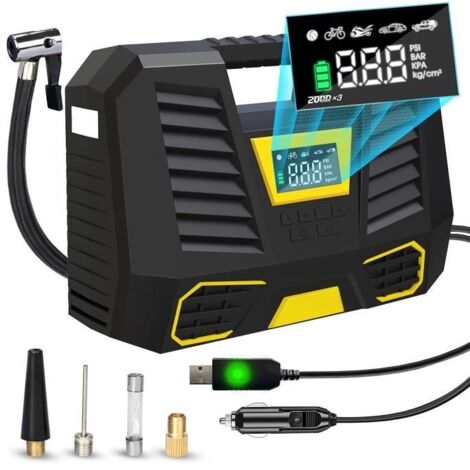 Compresseur à Air Portatif Batterie,6000mAh Compresseur Air Gonflage Rapide,Compresseur Voiture 12v,Mini Gonfleur Pneu Voiture