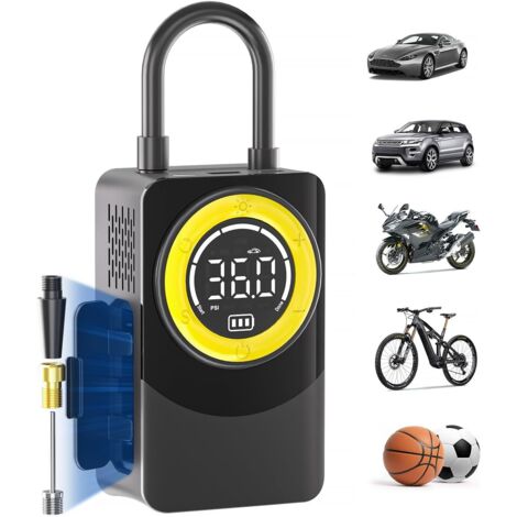 Compresseur à Air Portatif,150PSI Gonfleur Pneus Voiture avec Manomètre,Pompe A Velo Electrique Aux Voitures, Motos, Vélos, Anneau de Natation -