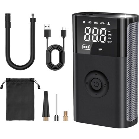 Compresseur à Air Portatif,150PSI Gonfleur Pneus Voiture,Compresseur à Air avec Manomètre,Mini Compresseur Convient Aux Voitures, Motos, Vélos, Anneau de Natation, Etc.