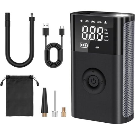 Compresseur à Air Portatif,150PSI Gonfleur Pneus Voiture,Compresseur à Air avec Manomètre,Mini Compresseur Convient Aux Voitures, Motos, Vélos, Anneau de Natation, Etc.