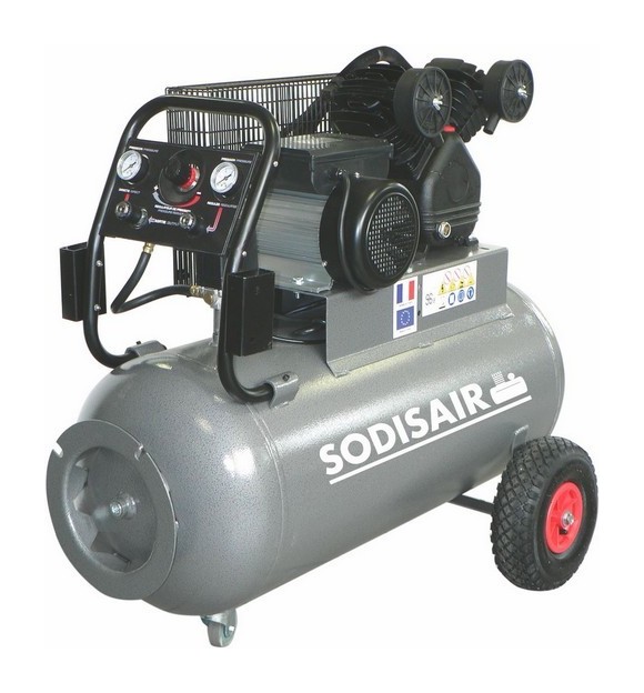 Sodisair - Compresseur 100 Litres v fonte a courroie 400 v tri S11209A