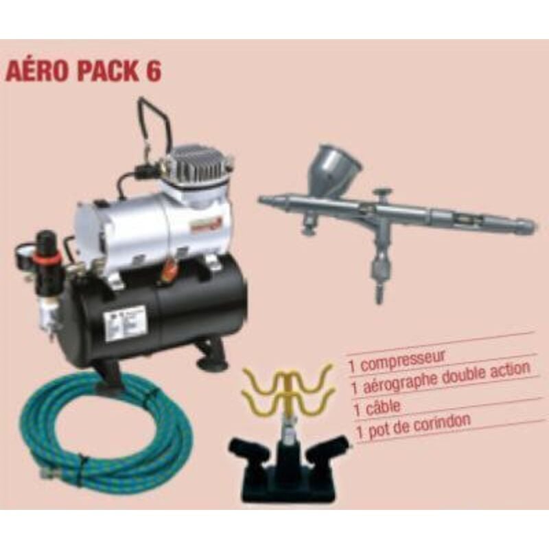Compresseur + Aérographe Double action + c ble + Support Aérographe