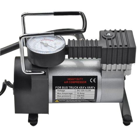 Compresseur air portable 12 V CC manomètre, câble long. Gonfle pneus voiture, moto, vélo, ballons, pratique pour urgence route.