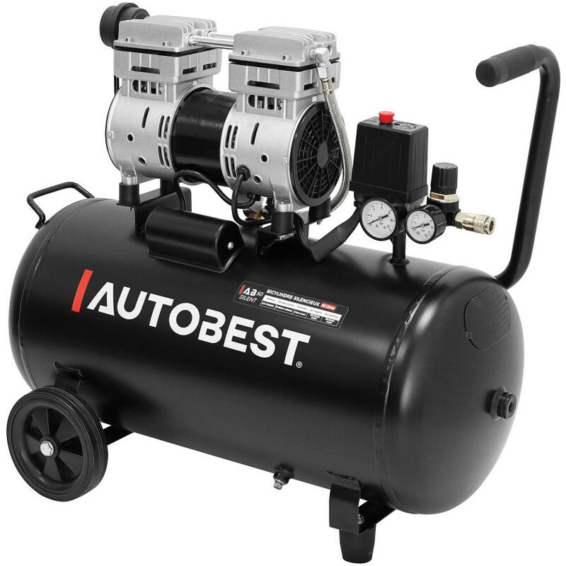 Autobest - Compresseur Bicylindre silencieux 50L