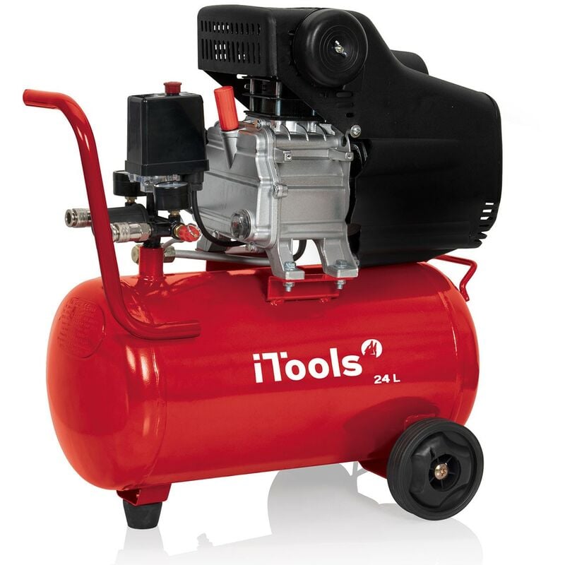 Itools - Compresseur d'air 24L 8 bar 2CV 1.5KW 115 psi Débit d'air max : 206 L/min 19.9Kg kG