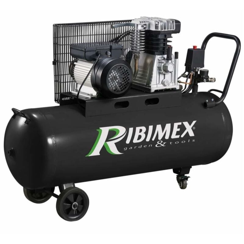 Ribimex - Compresseur d'air 3cv cuve 100 litres courroie bi-cylindres PRCOMP3/100CR