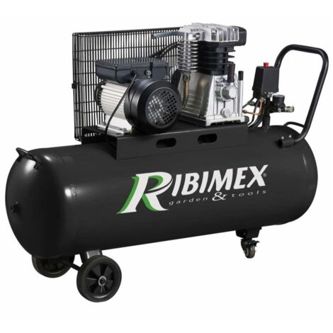 Compresseur d'air 3cv cuve 100 litres courroie bi-cylindres - Ribimex - PRCOMP3/100CR